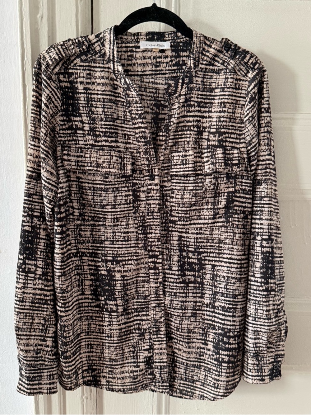 Calvin Klein Black & Cream Print Top